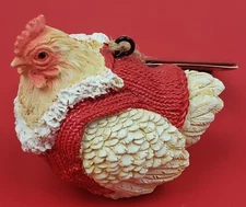 Chicken Puffy white Red Sweater Ornament/decoration Winter, Summer  2.5” New