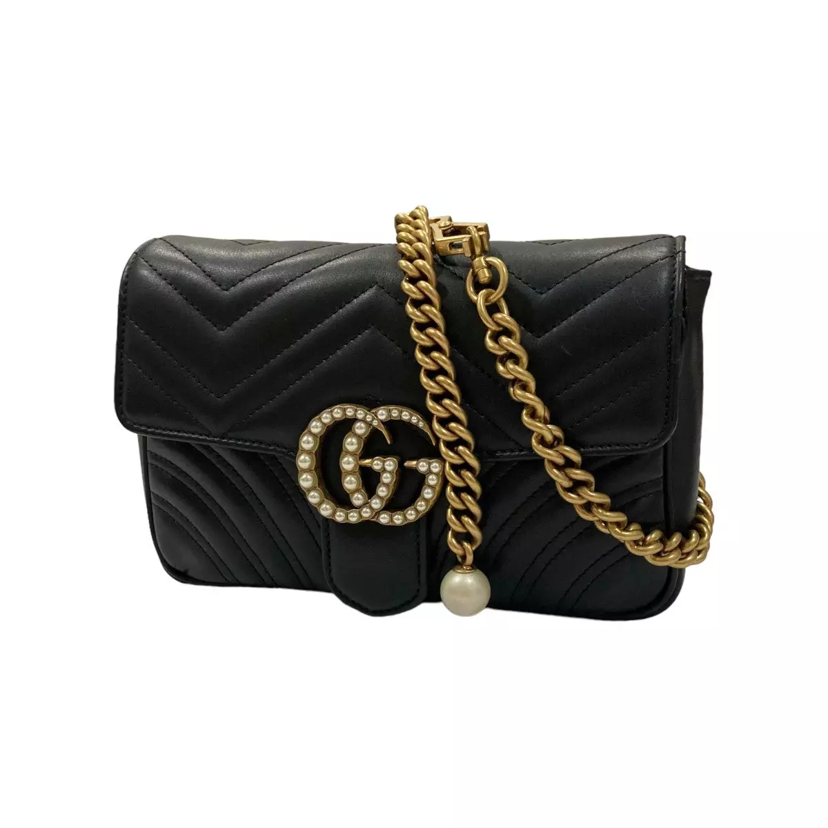 Sac bandoulière chaîne GUCCI 476809 noir x or avec dust bag