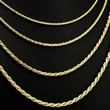 10K Yellow Gold 2mm-5mm Diamond-Cut Rope Chain Italian Pendant Necklace 16"-22"