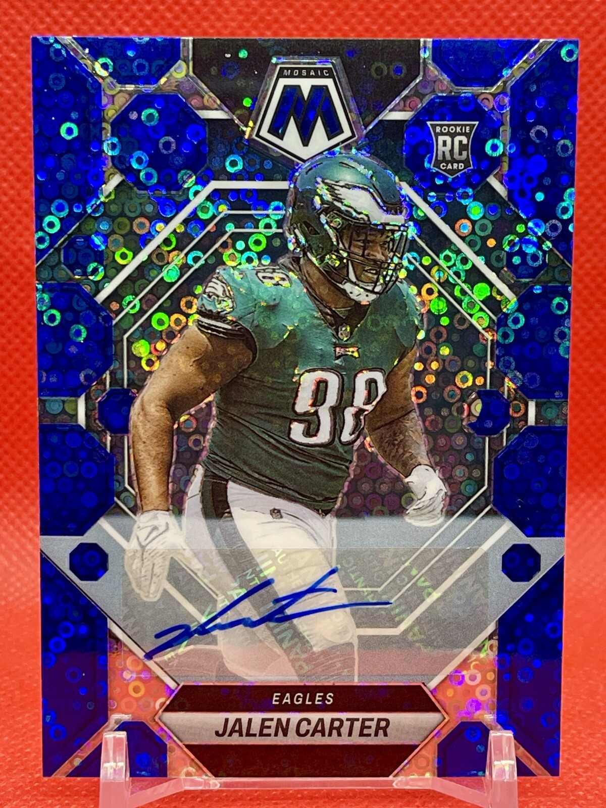 Jalen Carter 2023 Panini Mosaic Blue Disco Rookie Auto RC #328 Eagles 🔥🔥🔥