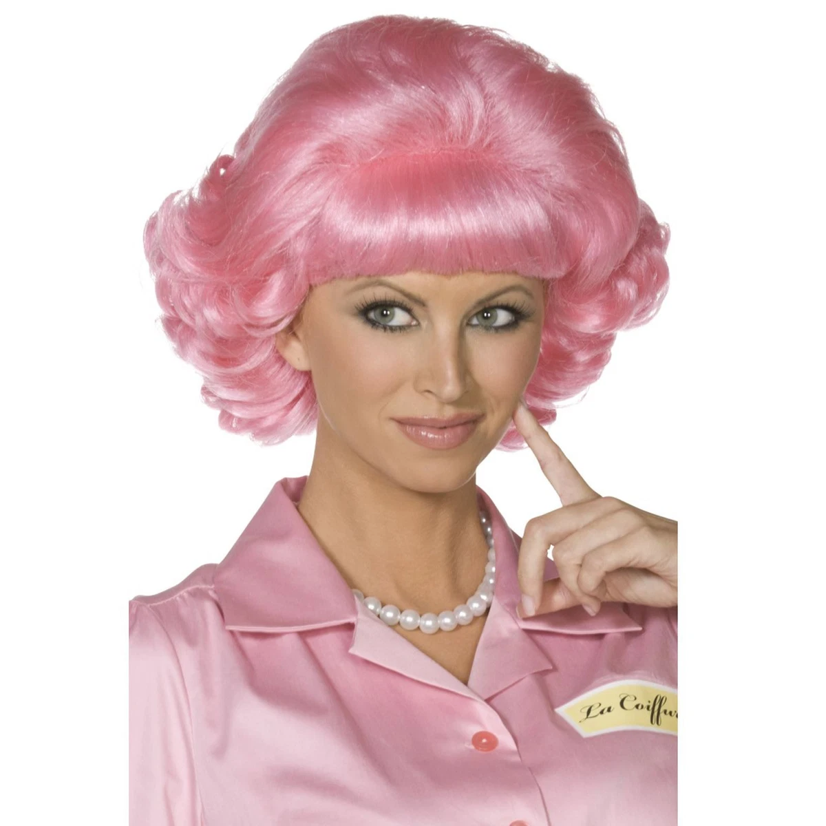 Grease Frenchy Wig Pink Las Curly