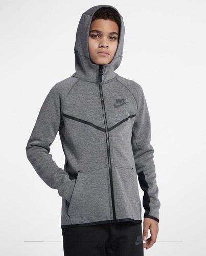 Chicos Nike Tech Fleece Sudadera Con Capucha Cremallera Gris Negro Pack  856191 091 Talla Pequeña S | eBay
