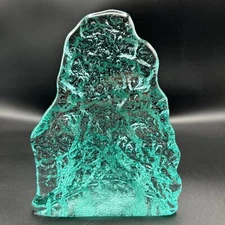 fire and light art glass Aqua Iceberg Paperweight/bookends