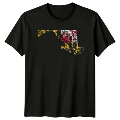 Maryland Flagge Karte Wahrzeichen Herren T-Shirt Damen Tee Grafik Unisex Top