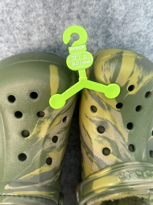 Crocs Ralen Lined Army Green Camo Slip On Clog Size Men display picture 3
