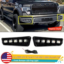 Raptor Style Front Bumper LED Fog Lights DRL For Ford F150 F-150 2009-14/21-2023