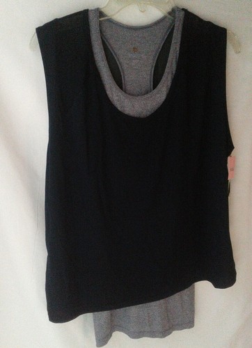 Tangerine Women's Layered Yoga Workout Tank Top Navy / Gray Size Small - Picture 4 of 12