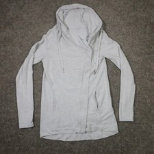 Lululemon Sweater Womens 2 Heather Gray Assymetrical Full Zip Performane Cowl