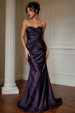 Flirt by Maggie Sottero Purple Beaded Strapless Formal Prom Gown Dress Size 8