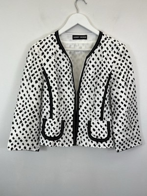 Gerry Weber Dress Jacket UK Size 12 White Black Linen Blend Occasion Cruise