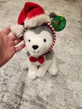 FAO Schwarz Christmas Husky Plush Stuffed Animal w/ Tag