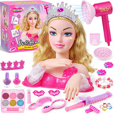 Hair Styling Doll Head Makeup Kit for Girls Toys - Kids Hair Salon Pretend Plays
