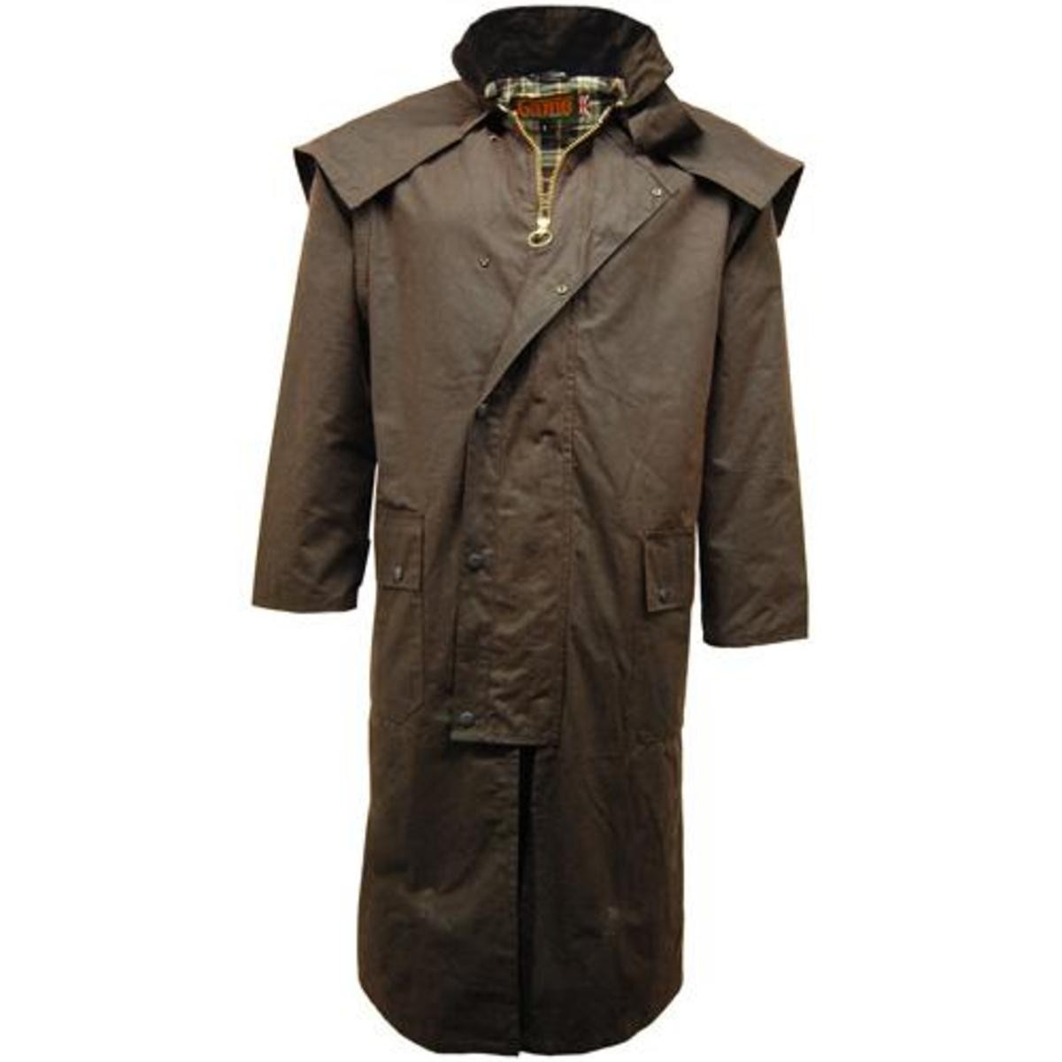 Game Wax Stockman Long Cape braun Integral Sturmcape, 2 tiefe Fronttaschen