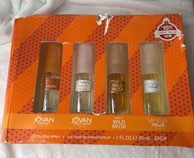 JOVAN MUSK-JOVAN WHITE-WILD MUSK-VANILLA MUSK 1Fl. Oz  30ML EACH NEW IN BOX RARE