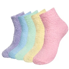 5 Pairs Womens Fuzzy Socks Winter Warm Cozy Fluffy Super Soft Slipper SocksB4...