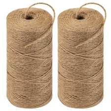 Twine String 1312 Feet Long Jute Hemp Rope for 656 Ft x 2 Rolls, Brown