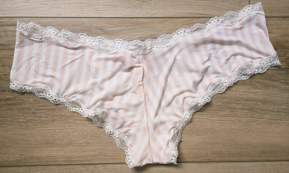 Bragas descaradas vintage Victoria's Secret Dream Angels a rayas encaje sedoso M nuevas con etiquetas Foto 2 de 3