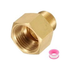Brass Pipe Fitting, 1/2"G Female × 3/8"NPT Male Hex Nipple Pipe Adapter