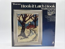 Vtg Sealed Hook-it Latch Hook Wall Hanging Style 4814 Barn In Winter