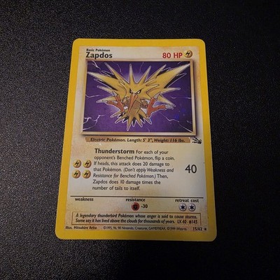 Pokémon TCG Zapdos 15/62 Fossil Unlimited Holo Rare Card