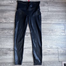 Spanx Faux Leather Leggings Black Shaping Slimming Sz XL 2437
