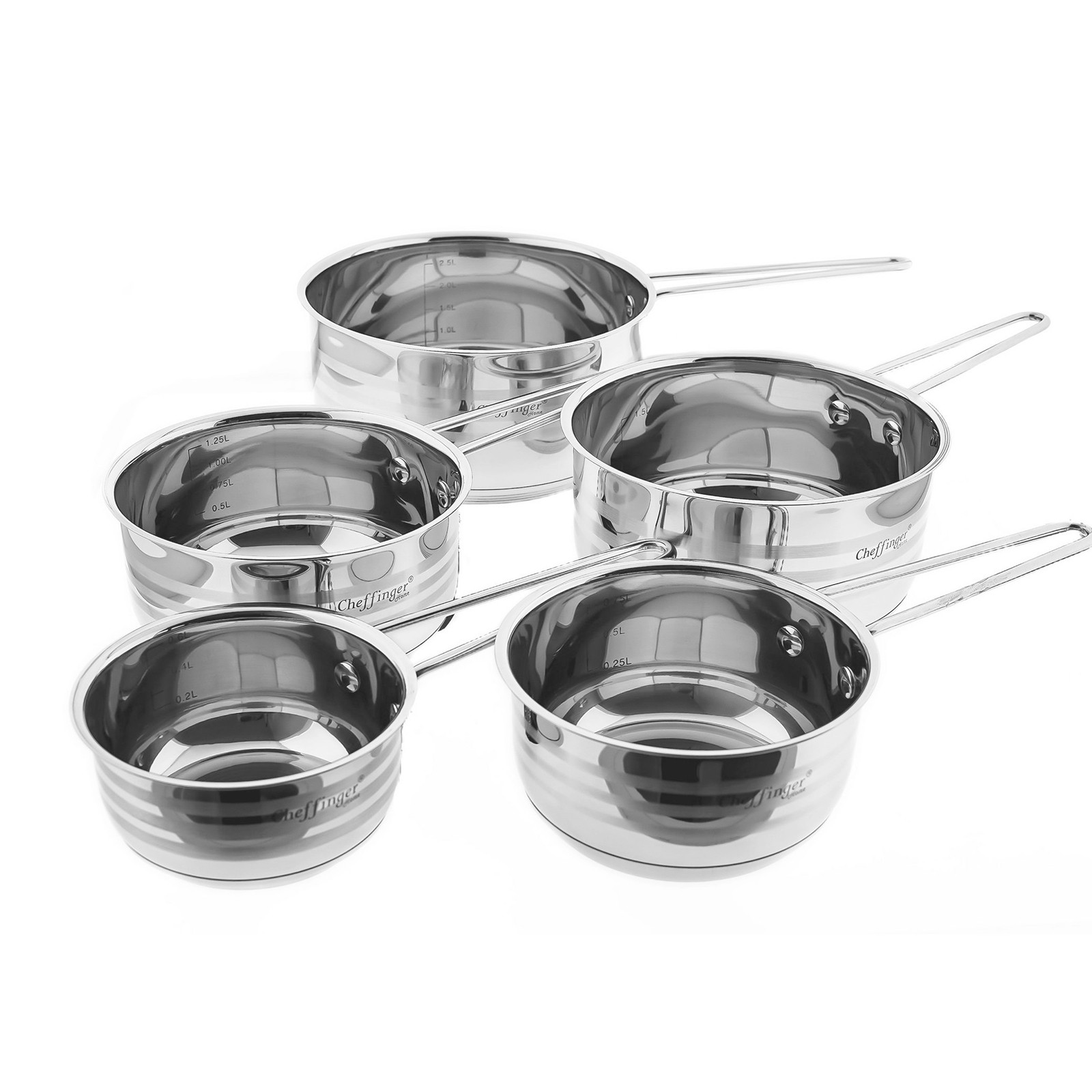 Casseroles inox Cheffinger ensemble de 5 pièces pour cuisiner de bons petits plats en famille
