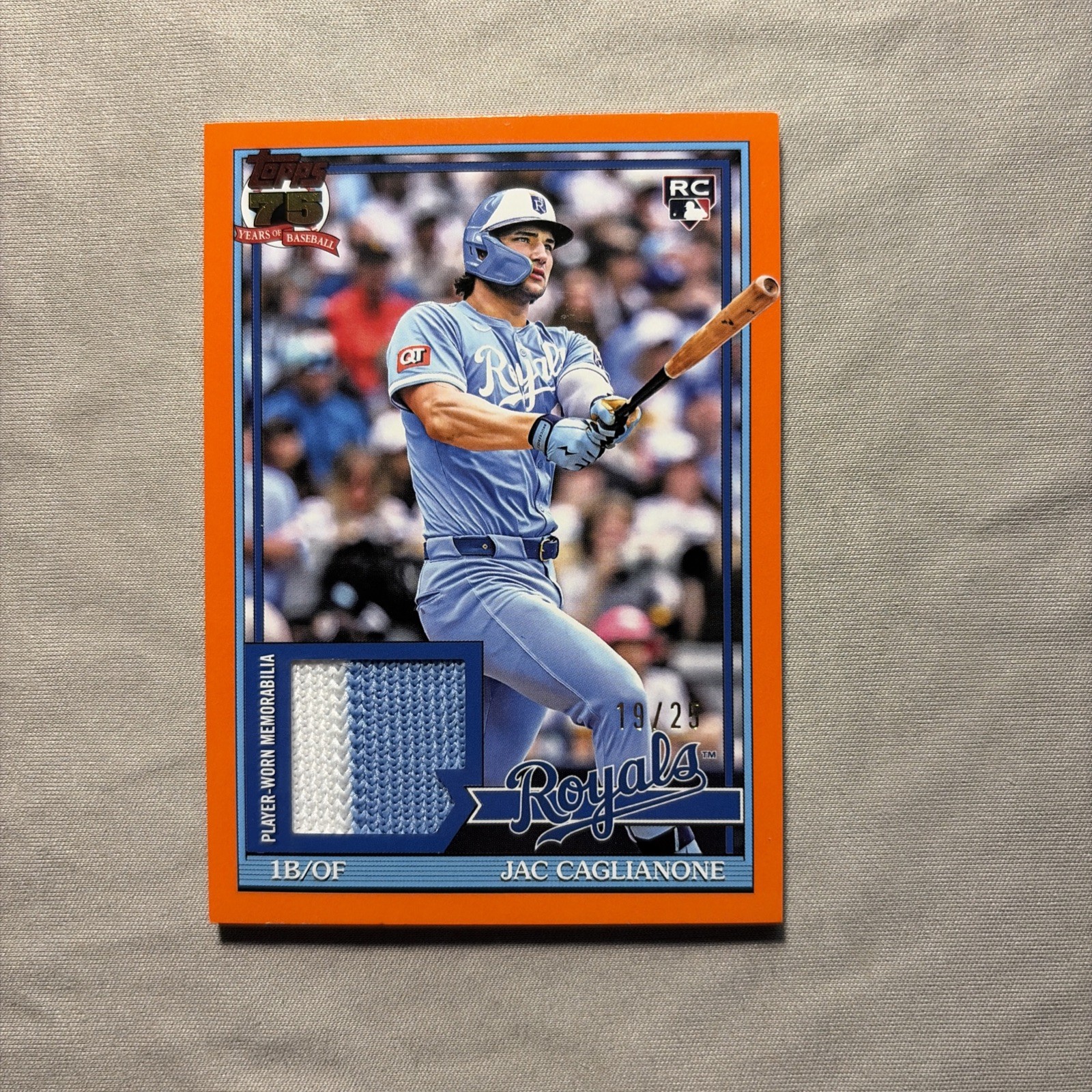2026 Topps Series 1 Jac Caglianone 1991 Rookie Relic Orange /25