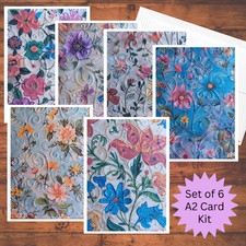 Floral Tapestry Design Embossed Handmade DIY Card Kit, Set of 6 A2 w/Envelopes