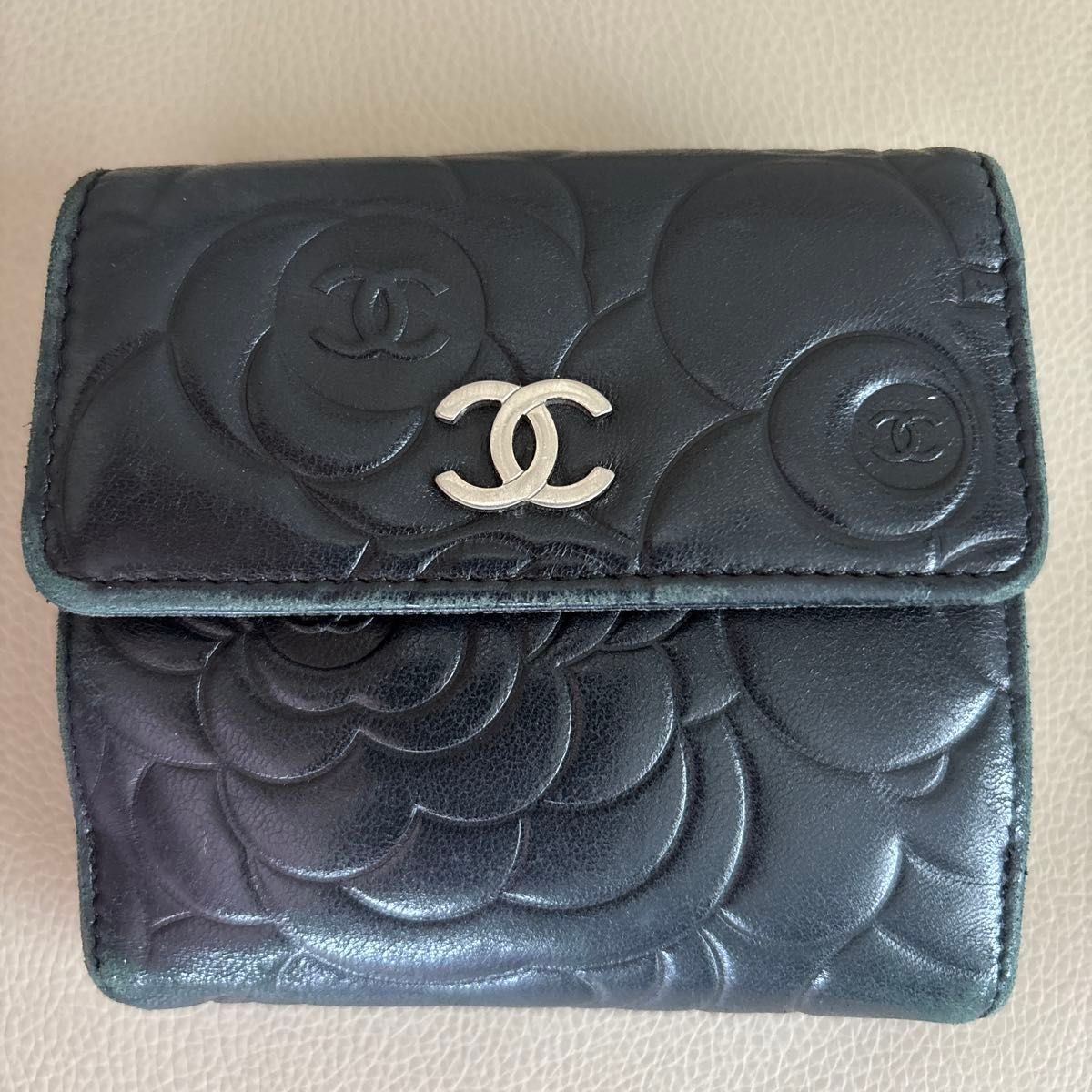 CHANEL Black Leather Bi-fold Wallet with Authenticity Certificate