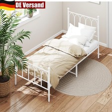Metallbett 90x200 Bettgestell Bettrahmen Schlafzimmer Einzelbett Modern Weiß