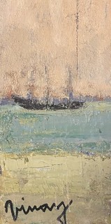 Jean Vinay (1907 1978) "Trois mâts en mer" huile sur carton signée