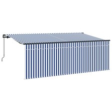 vidaXL Retractable Awning Manual Blue and White 400 x 200 cm, Garden and Terrace