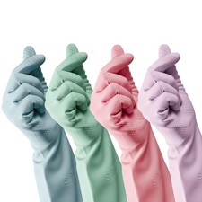 Kitchen Gloves for Washing Dishes  4 Pairs Rubber Dishwashing Gloves for Cle...