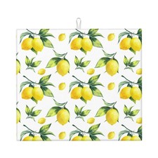 Yellow Lemon Green Leaves Dish Drying Mat For Kitchen Counter Microfiber Abso...