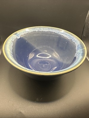 Webb Pottery Blue Glazed Bowl Art 9.5 Inch Signed