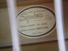 Squier by Fender SD-3NAT 20th Anniversary Full Size Acoustic Guitar 2002