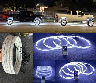 4pcs 17.5''Cold White Triple Row Wheel Lights Truck Double Side LED Rim Light Kit