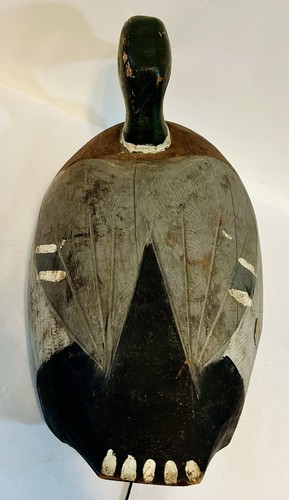 Ancien leurre CHASSE CANARD COLVERT BLANC VERT ET BORDEAUX TÊTE LESTÉE NON SIGNÉ - Photo 7/11