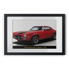 Legendary 1970 Chevrolet Camaro Z/28 Poster  Iconic Red Muscle Car Art Print