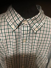 Mens Nautica Green Navy White Gingham Check Button Up Long Sleeve Dress Shirt XL