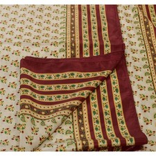 Sanskriti Vintage Art Silk Sarees White Floral Printed Sari Craft 5 Yard Fabric