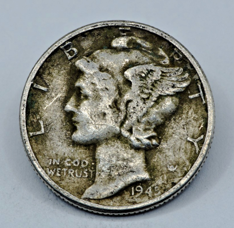 1945-P Mercury Dime 90% Silver US Mint Philadelphia