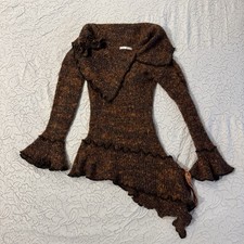 Rare Brown Zone Bleue Whimsical Fairy Asymmetrical Sweater.
