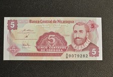 1991 Nicaragua 5 Centavos de Cordoba Banknote - UNC - Pick 168a - Hernandez