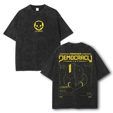 Helldivers Managed Democracy Graphic T-Shirt Vintage Gamer Unisex Tee