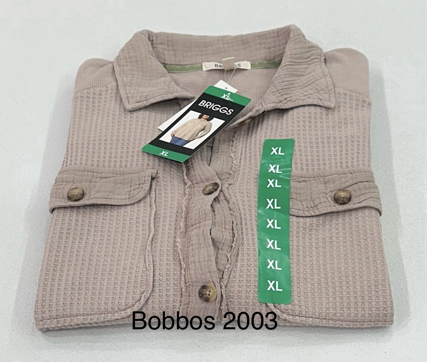 Briggs Women's Waffle Button-Front Long Sleeves Pockets Shirt, Tan, Size XL