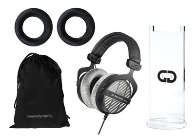 beyerdynamic DT 990 Pro 250-Ohm Headphone, Acrylic Stand & Black Ear Pad Bundle