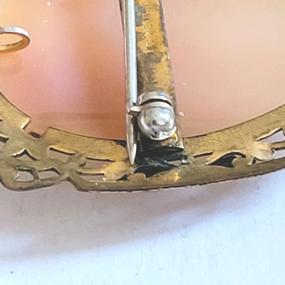 ✨️BROCHE PINGENTE CAMAFEU✨️ CONCHA FINA ESCULPIDA À MÃO ASSINADO 1/20 FOLHEADO A OURO 12K? - Imagem 3 de 4