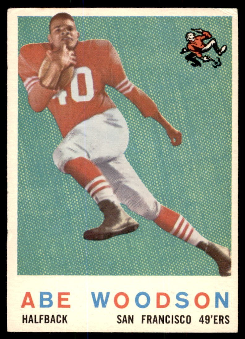 Abe Woodson #102 Football Cards 1959 Topps trading card — raw and PSA graded price guide