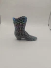 VTG Fenton Iridescent Carnival Amethyst Glass Boot/Shoe Daisey & Button Pattern